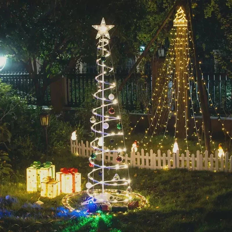 Árvore de Natal Espiral com LED e Decorações