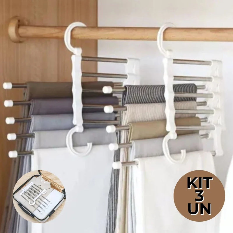 Kit 3 Cabides Para Calças Roupas Multiuso