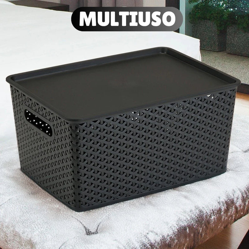 Kit Com 6 - Cesto Caixa Organizadora Rattan